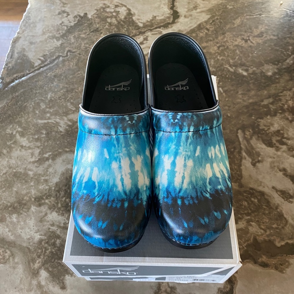 Brand New Blue Tie Dye Danskos